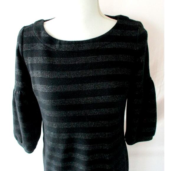 Talbots Women's Black 3/4 Sleeve Striped Pull Over Sweater Dress Size Small - Picture 2 of 9